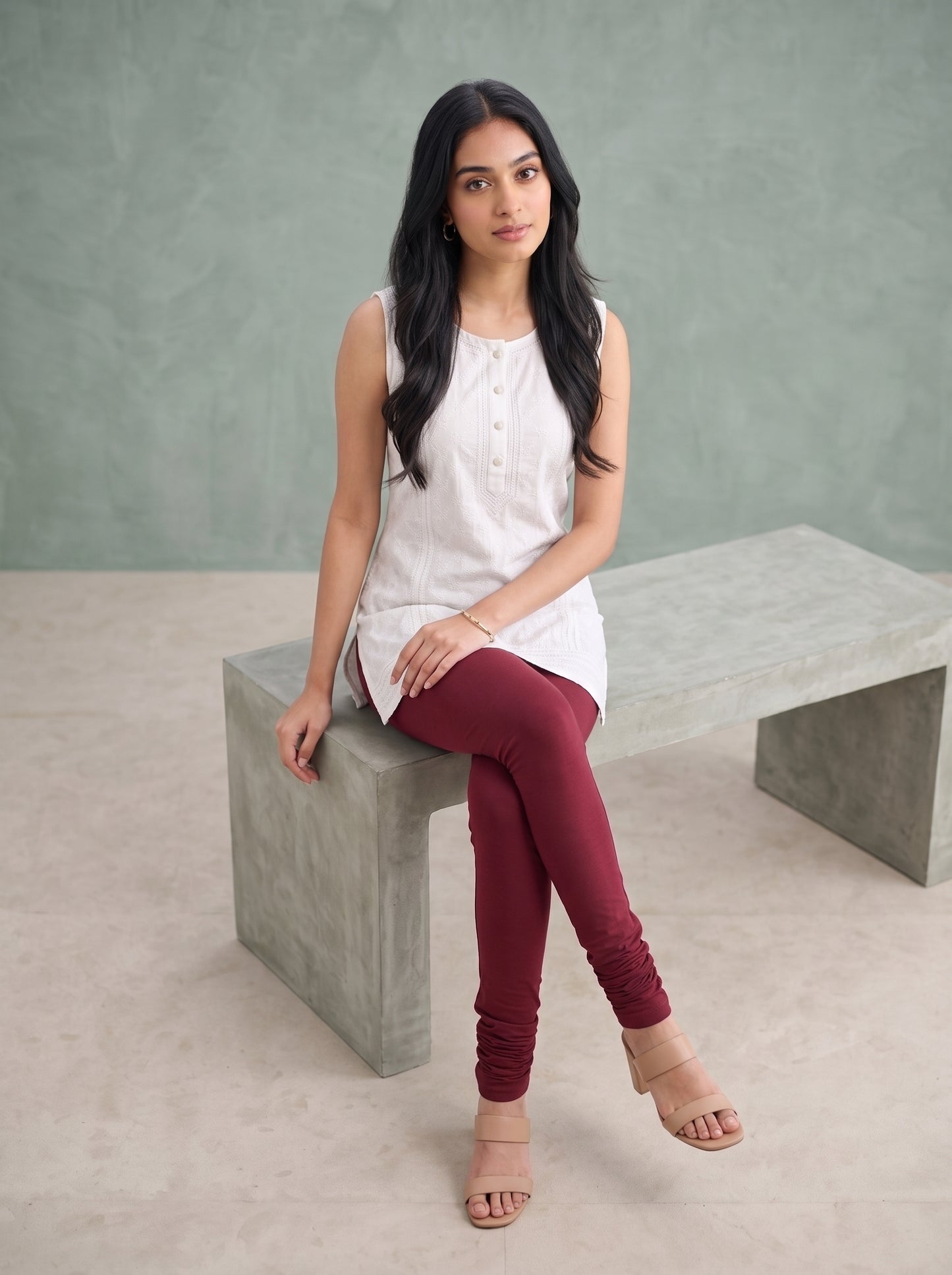 QT - Churidar Leggings - Cherry Red