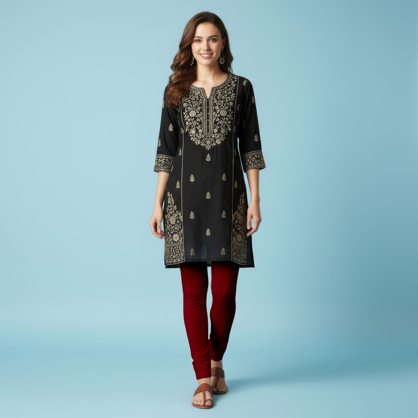 QT - Churidar Leggings - Cherry Red