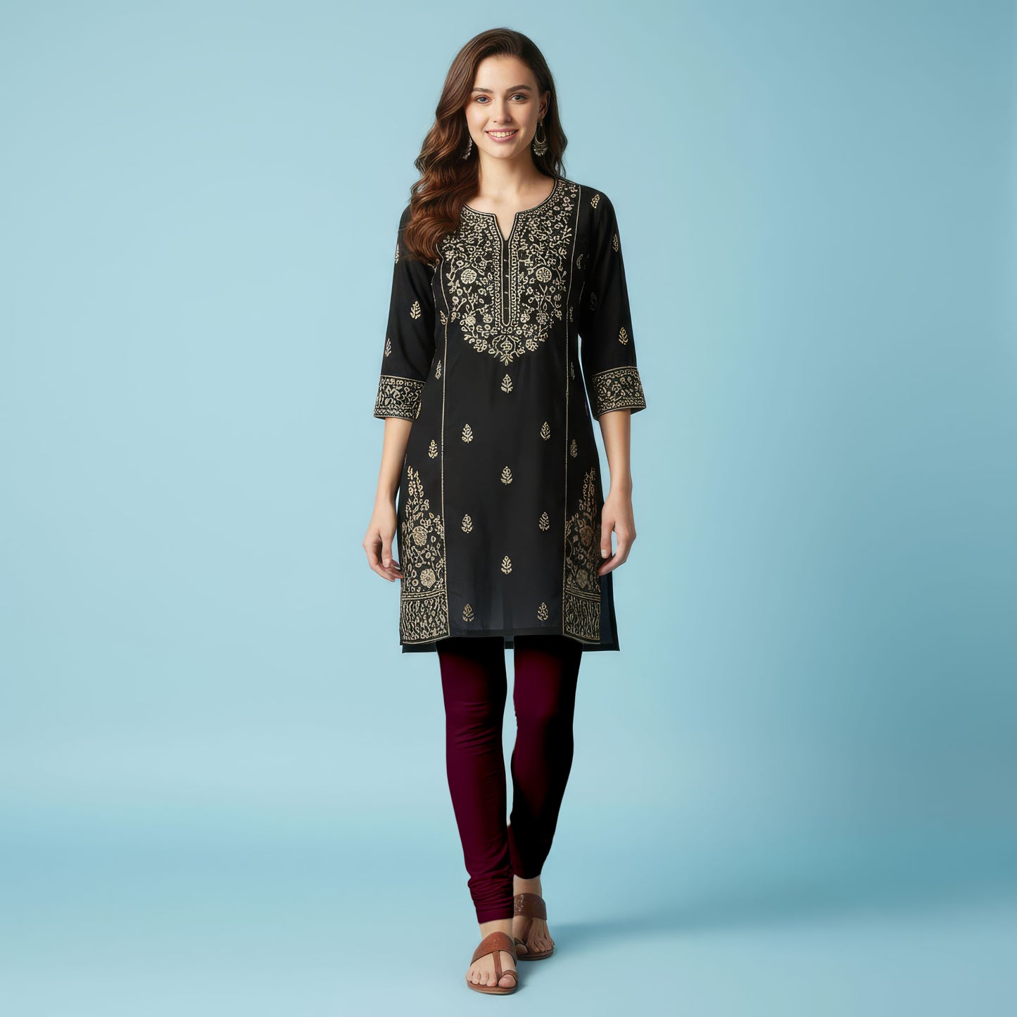 QT - Churidar Leggings - Dark Maroon