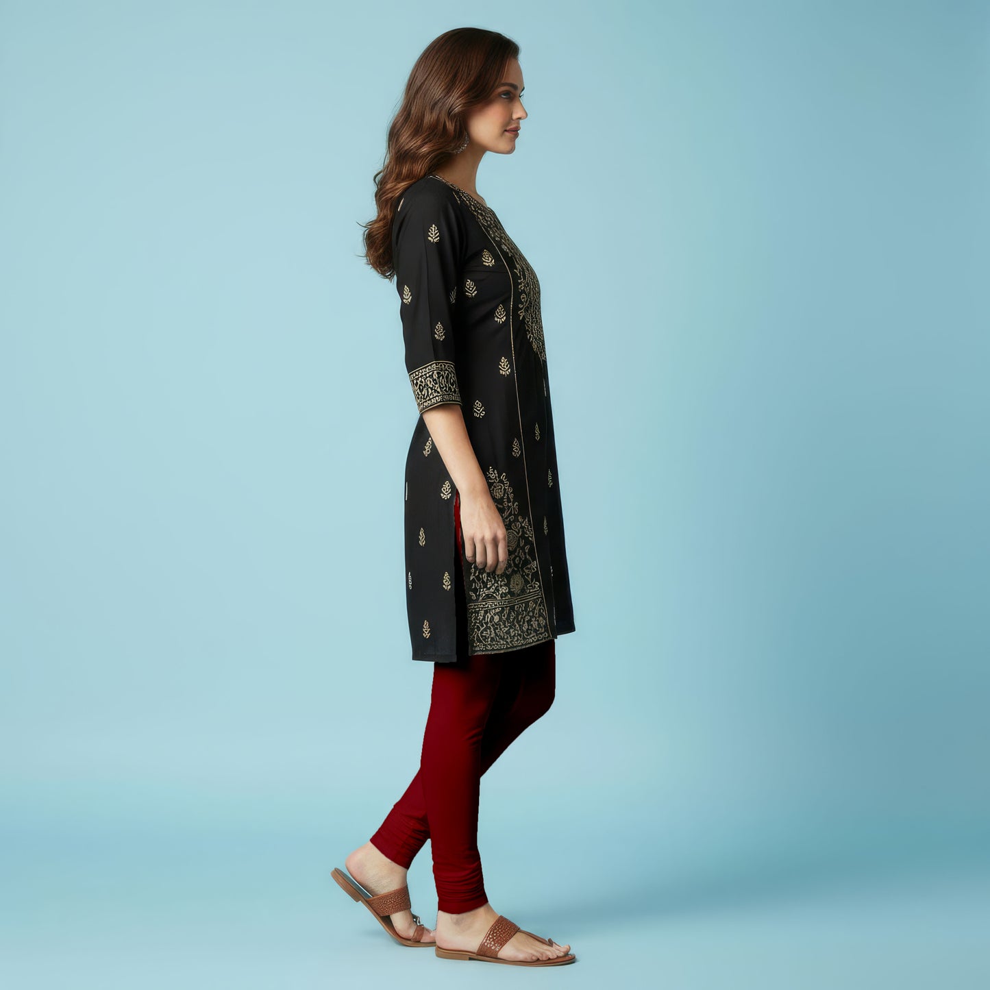 QT - Churidar Leggings - Cherry Red