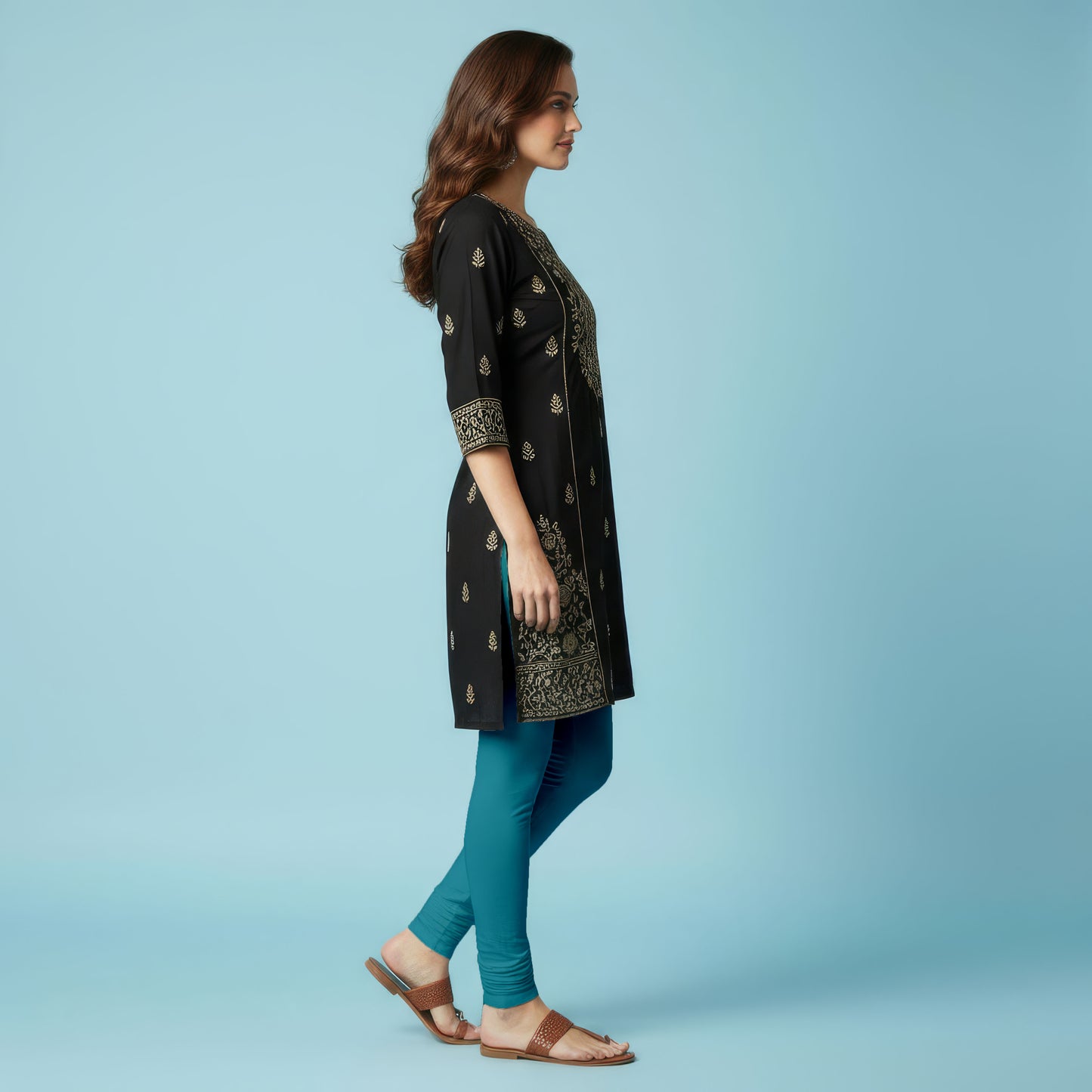 QT - Churidar Leggings - Teal blue