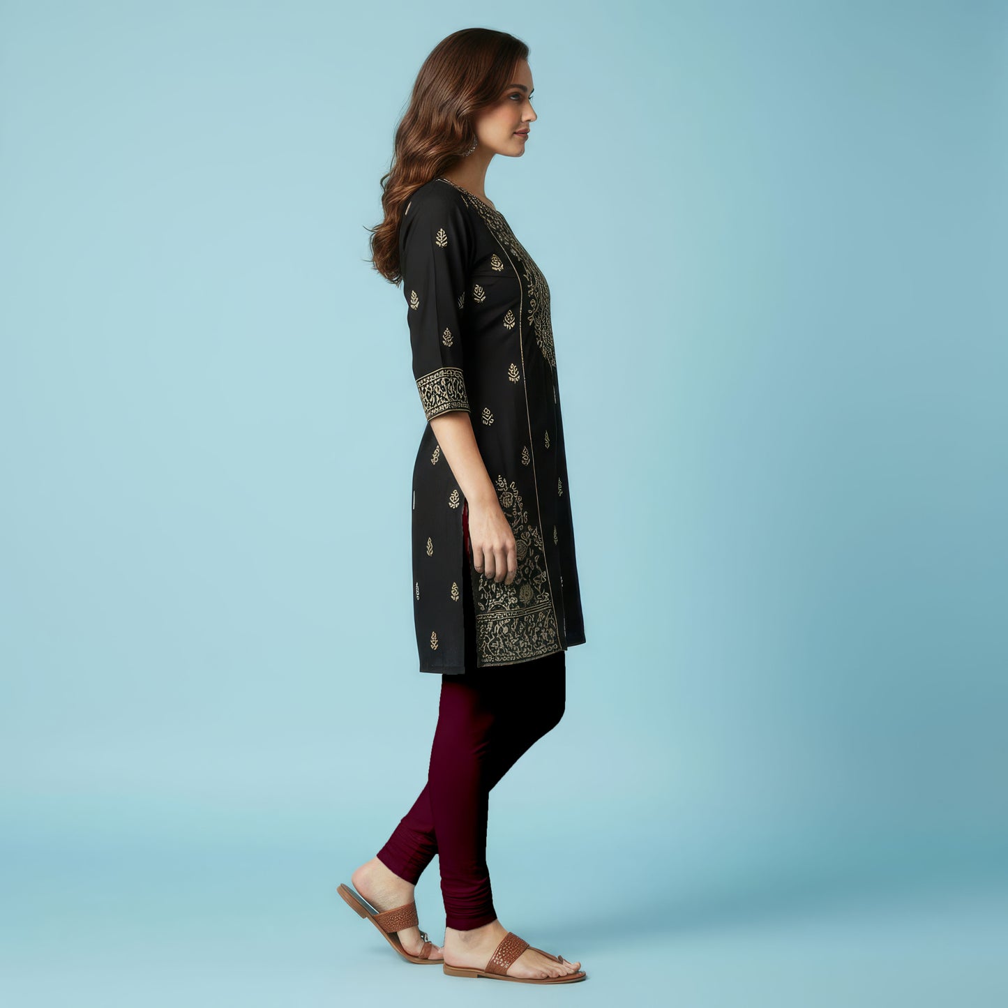 QT - Churidar Leggings - Dark Maroon