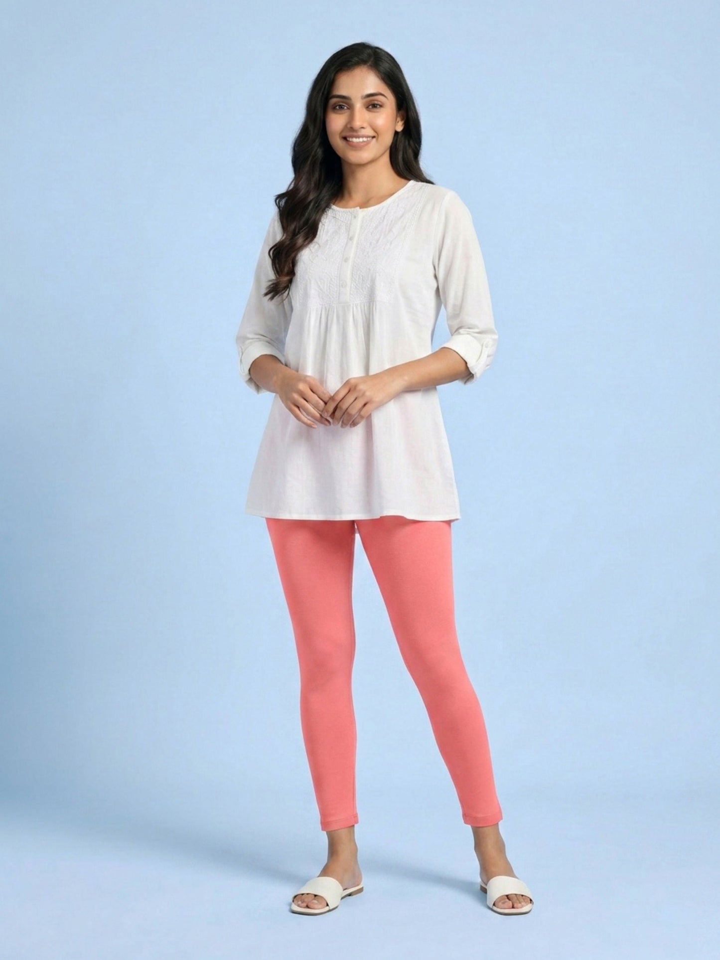 EMI - Ankle Length Livaeco™ Viscose Leggings - Sugar Coral
