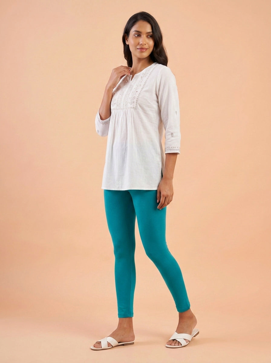 EMI - Ankle Length Livaeco™ Viscose Leggings - Caribbean Sea
