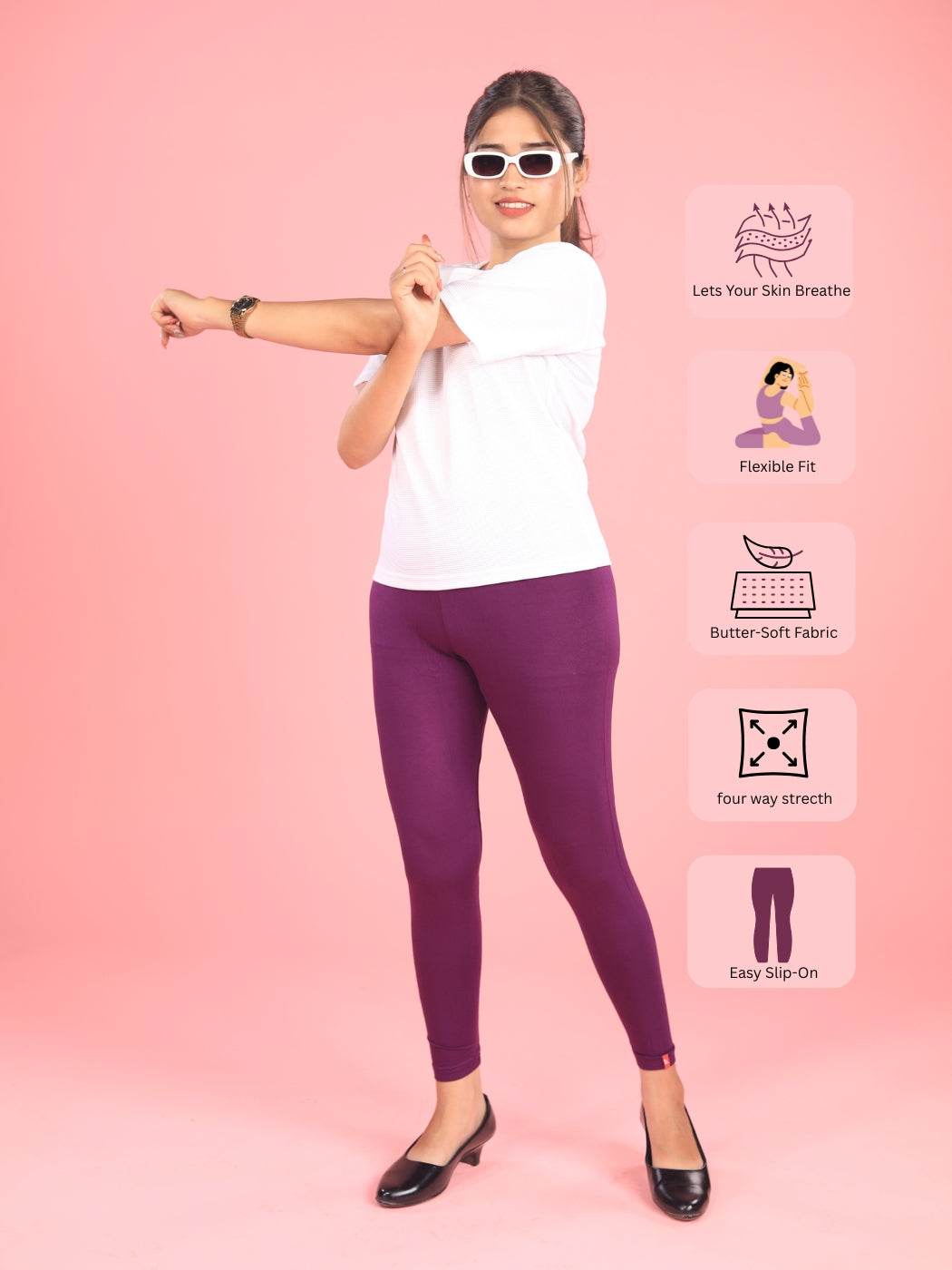 EMI - Ankle Length Livaeco™ Viscose Leggings - Plum