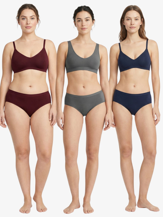 QT - Pack of 3 Women Hipster Multicolor Panty -Outer Elastic