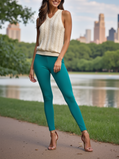 EMI - Ankle Length Livaeco™ Viscose Leggings -peacock blue