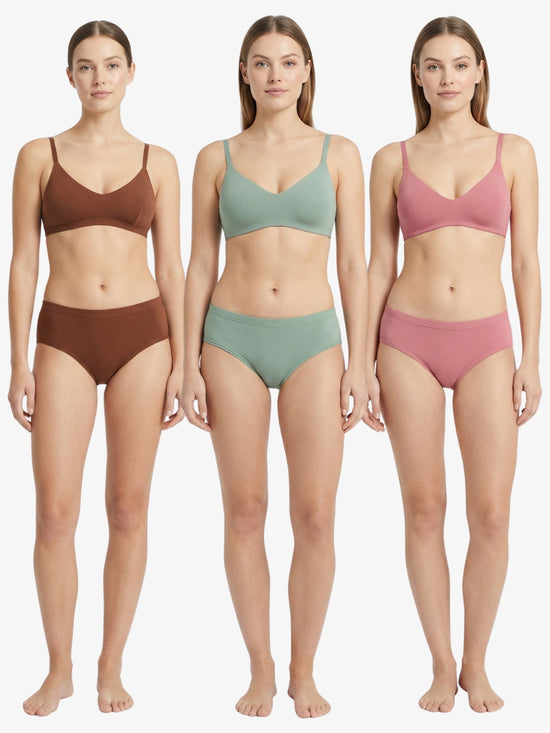 QT - Pack of 3 Women Hipster Multicolor Panty - Inner Elastic