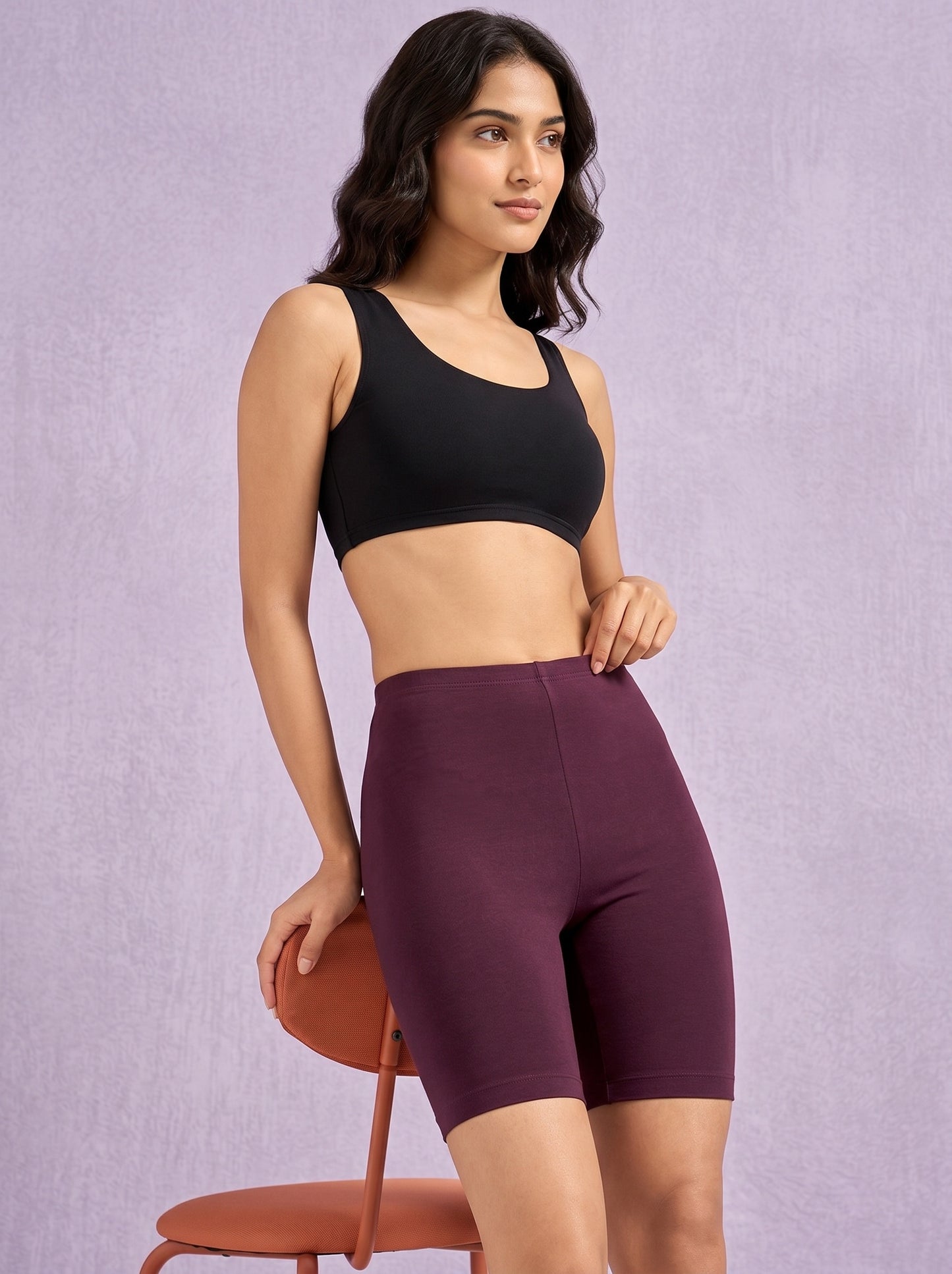 EMI -  High-Rise Livaeco™ Viscose Comfort Shorts – Plum