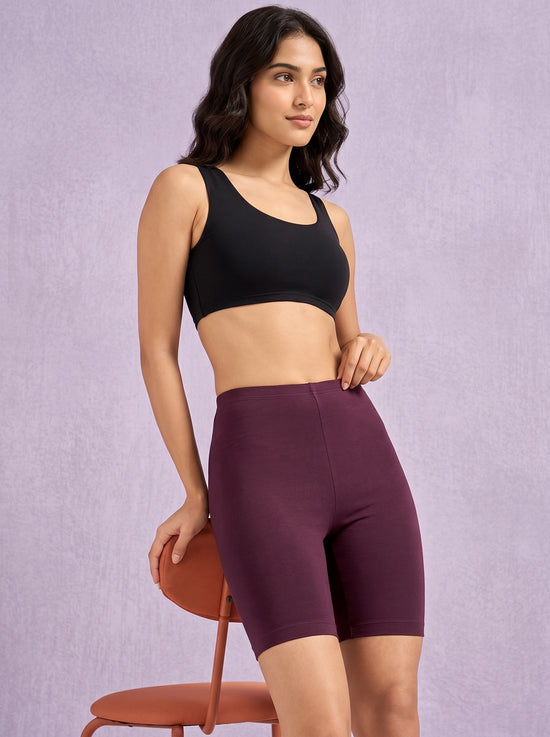 EMI -  High-Rise Livaeco™ Viscose Comfort Shorts – Plum