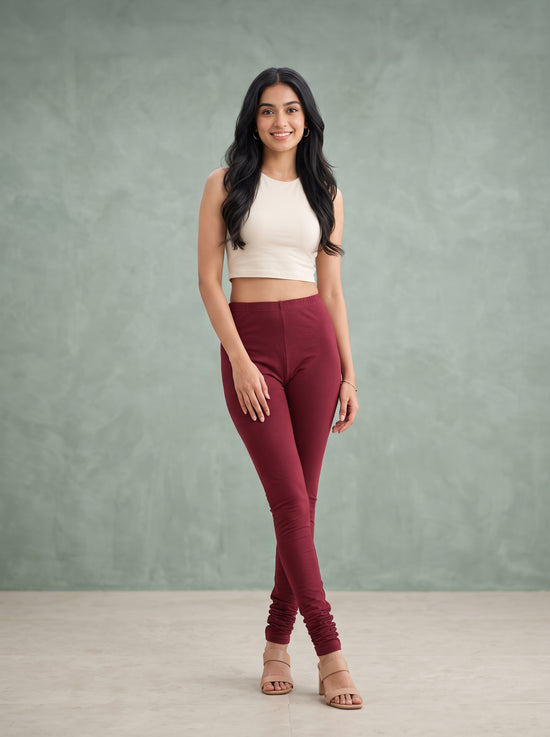 QT -  Churidar Leggings - Cherry Red