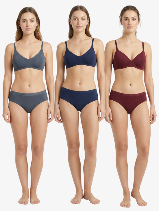 QT - Pack of 3 Women Hipster Multicolor Panty - Inner Elastic