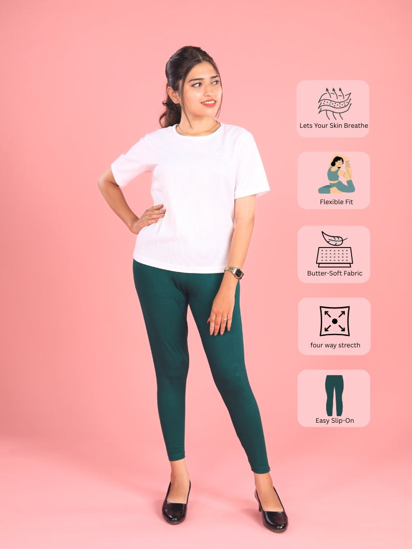 EMI - Ankle Length Livaeco™ Viscose Leggings - Bottle Green