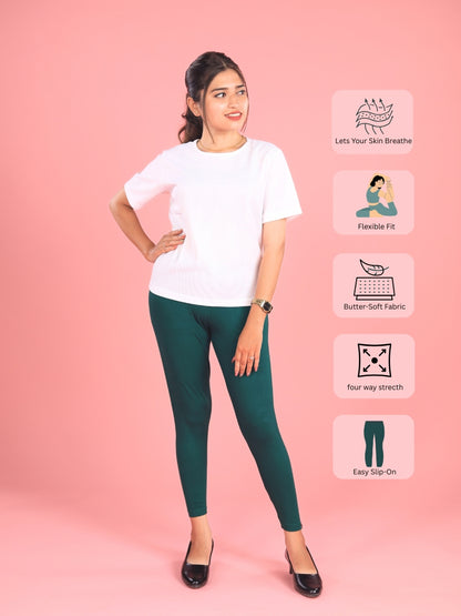 EMI - Ankle Length Livaeco™ Viscose Leggings - Bottle Green