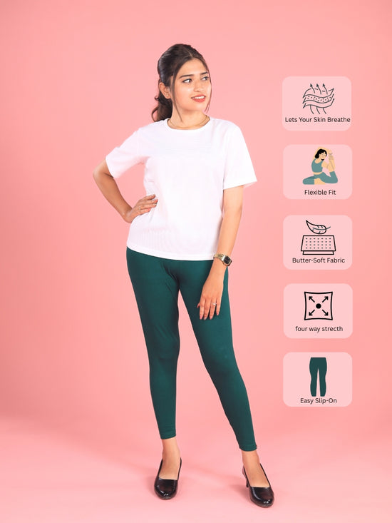 EMI - Ankle Length Livaeco™ Viscose Leggings - Bottle Green