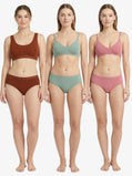 QT - Pack of 3 Women Hipster Multicolor Panty - Inner Elastic