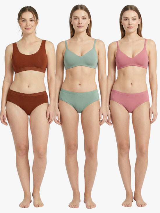 QT - Pack of 3 Women Hipster Multicolor Panty - Inner Elastic