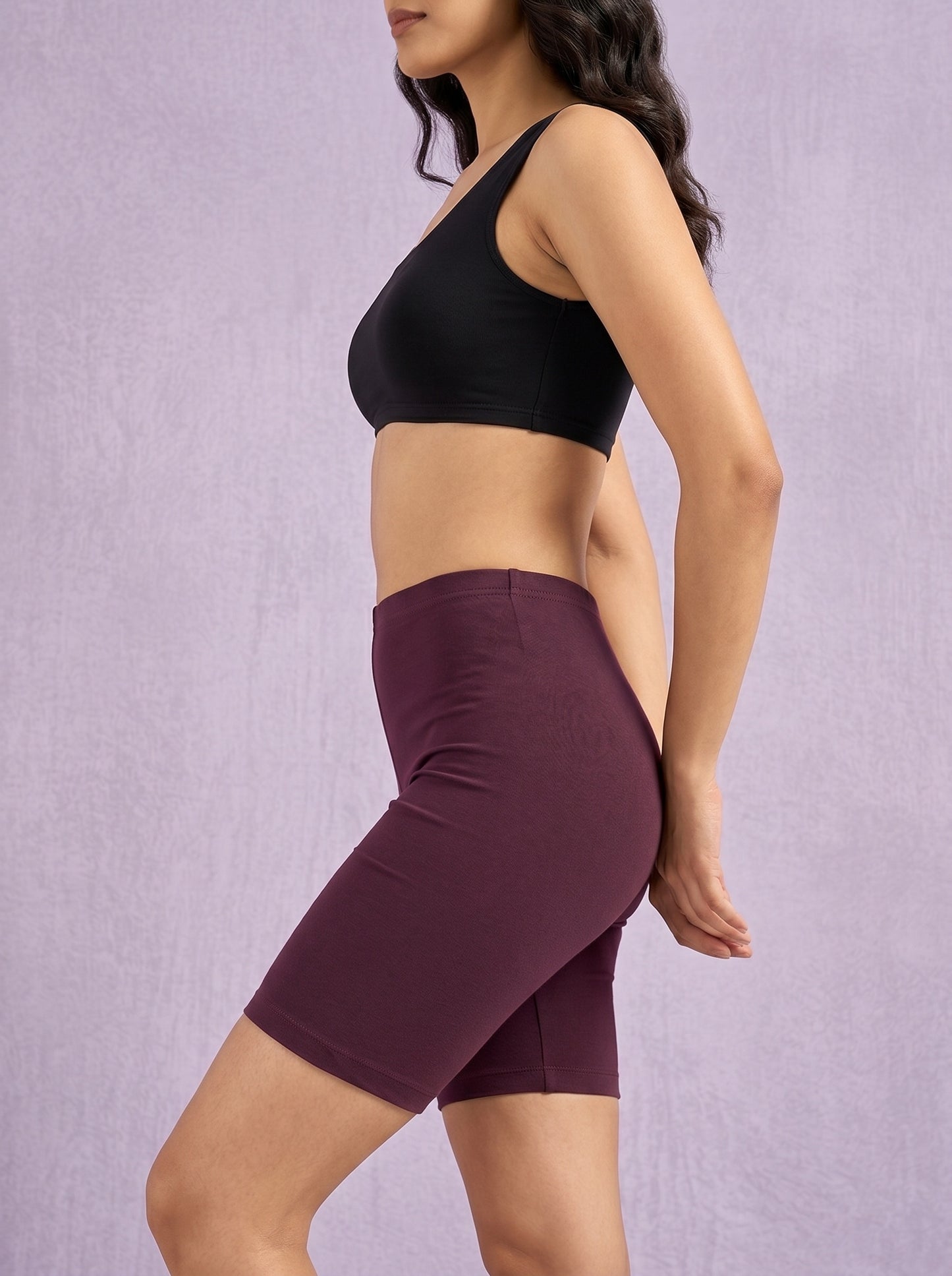 EMI -  High-Rise Livaeco™ Viscose Comfort Shorts – Plum