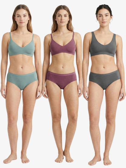 QT - Pack of 3 Women Hipster Multicolor Panty - Outer Elastic
