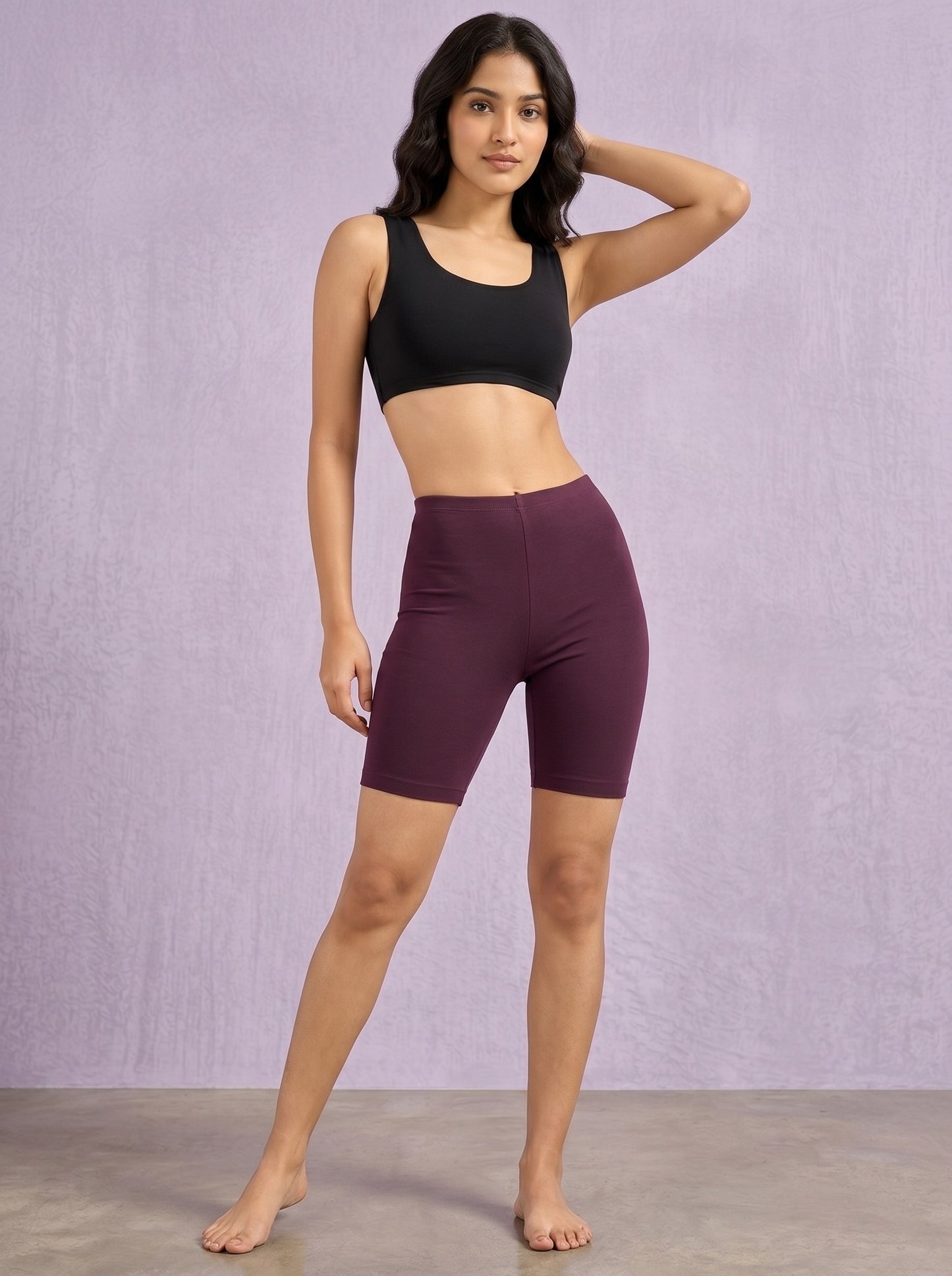 EMI -  High-Rise Livaeco™ Viscose Comfort Shorts – Plum