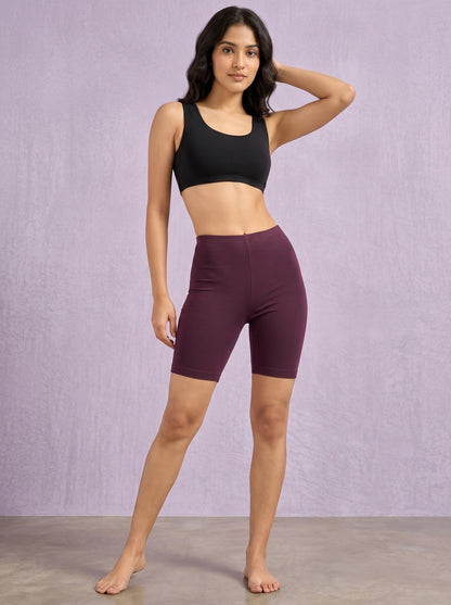EMI -  High-Rise Livaeco™ Viscose Comfort Shorts – Plum