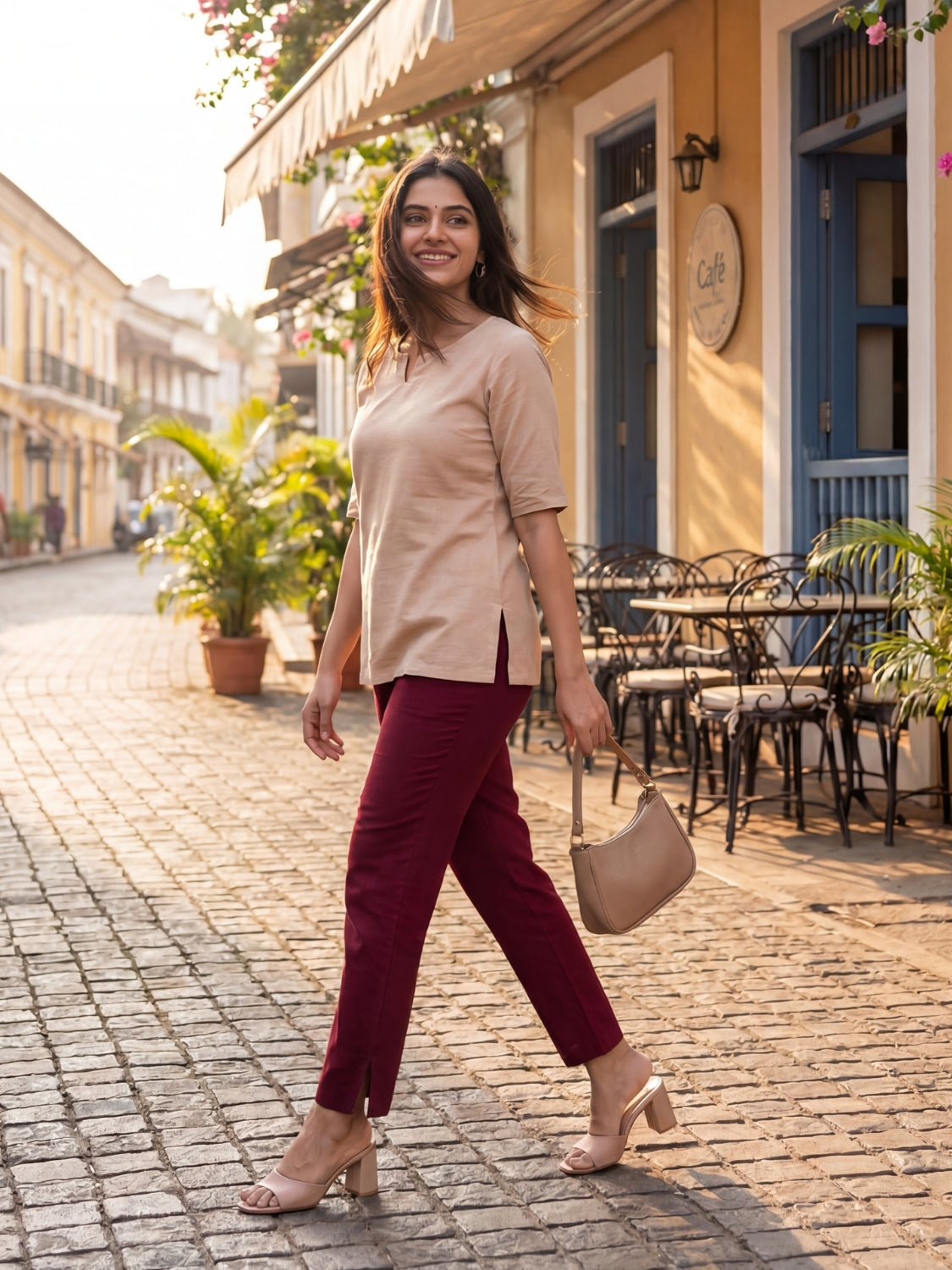 EMI Summer Kurti Pants - French Wine Color