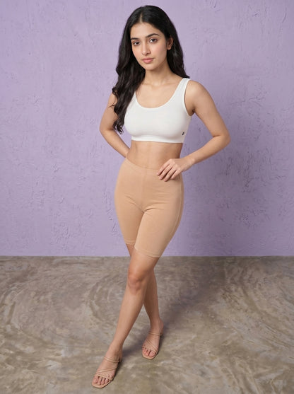 EMI -  High-Rise Livaeco™ Viscose Comfort Shorts – Beige