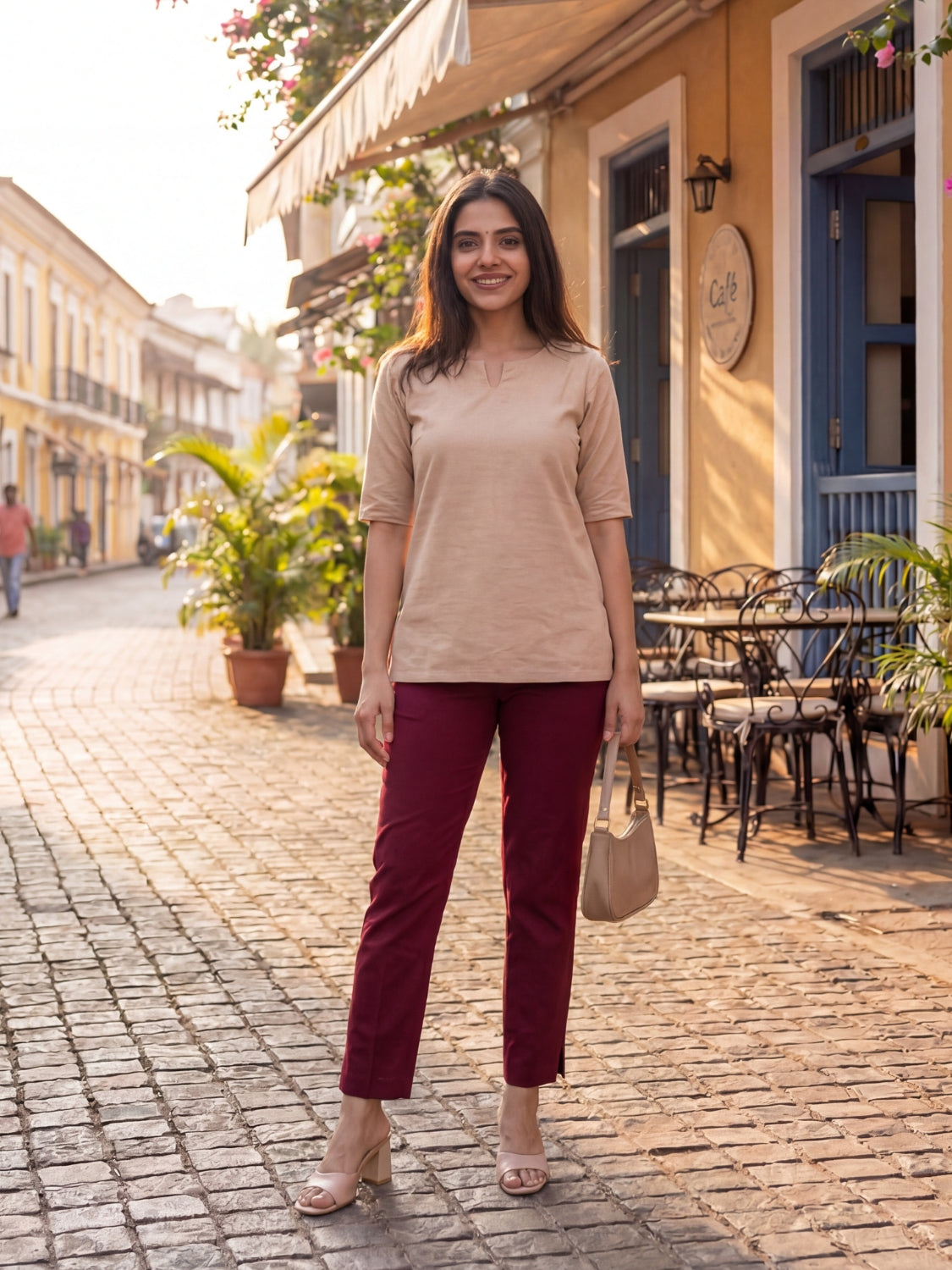 EMI Summer Kurti Pants - French Wine Color