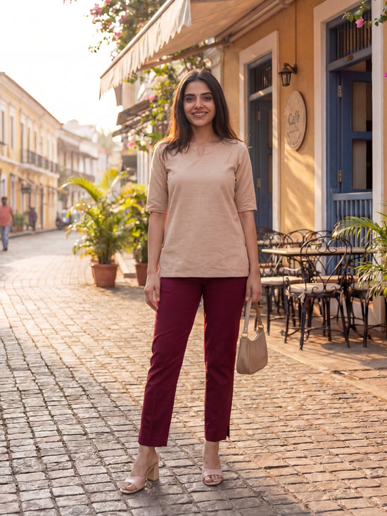 EMI Summer Kurti Pants - French Wine Color