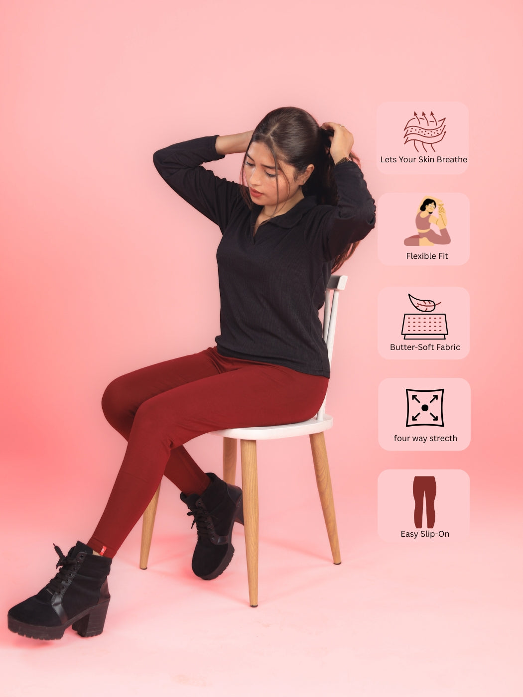 EMI - Ankle Length Livaeco™ Viscose Leggings - Scarlet