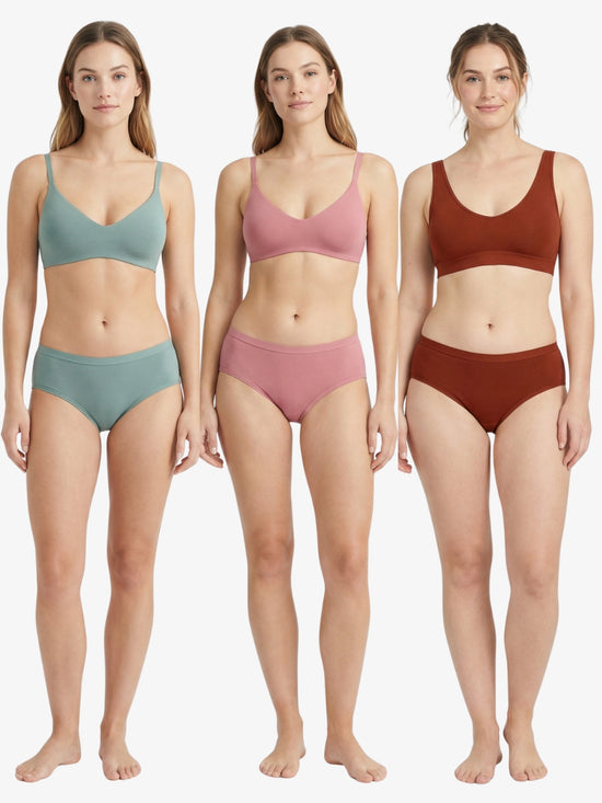 QT - Pack of 3 Women Hipster Multicolor Panty -Outer Elastic