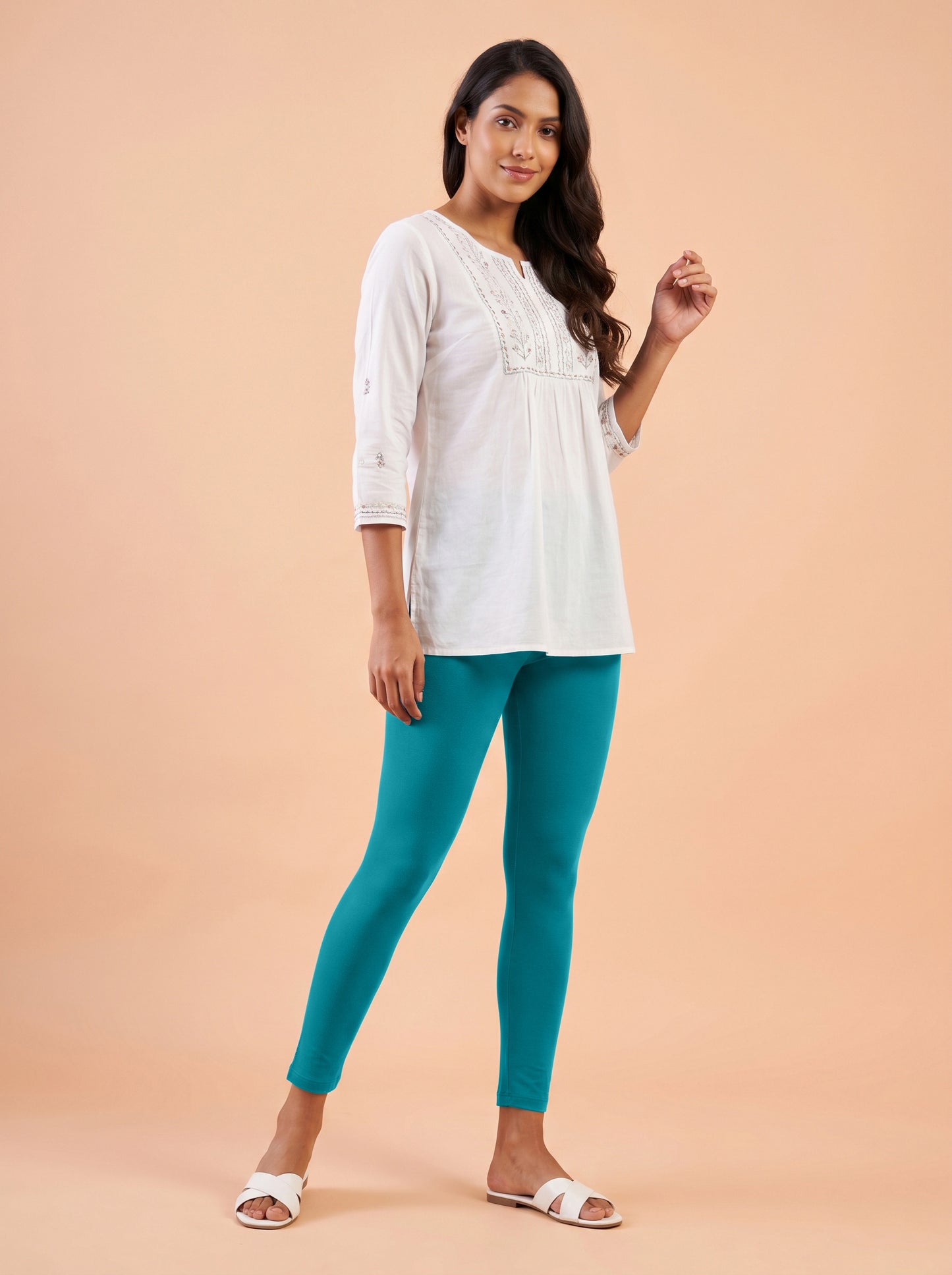 EMI - Ankle Length Livaeco™ Viscose Leggings - Caribbean Sea