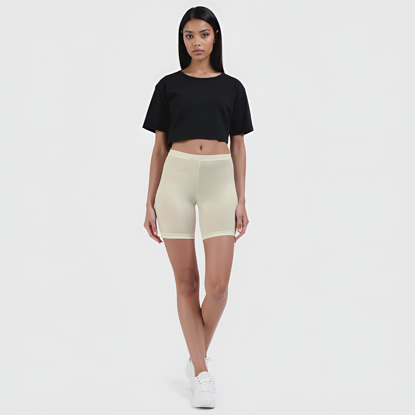 EMI -  High-Rise Livaeco™ Viscose Comfort Shorts – Half white