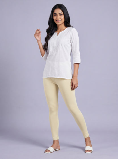 EMI - Ankle Length Livaeco™ Viscose Leggings - Half White