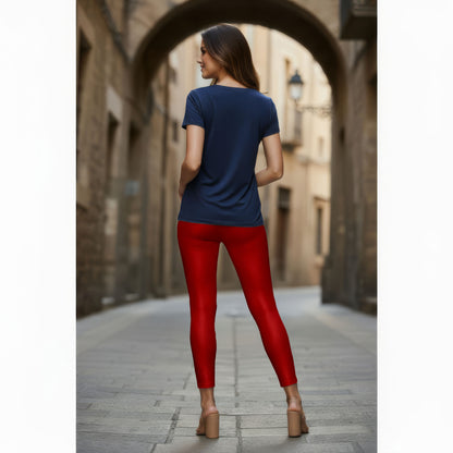 QT Ankle Shimmer Leggings - Red