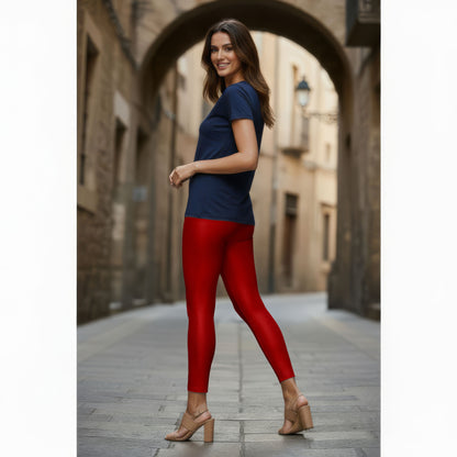 QT Ankle Shimmer Leggings - Red