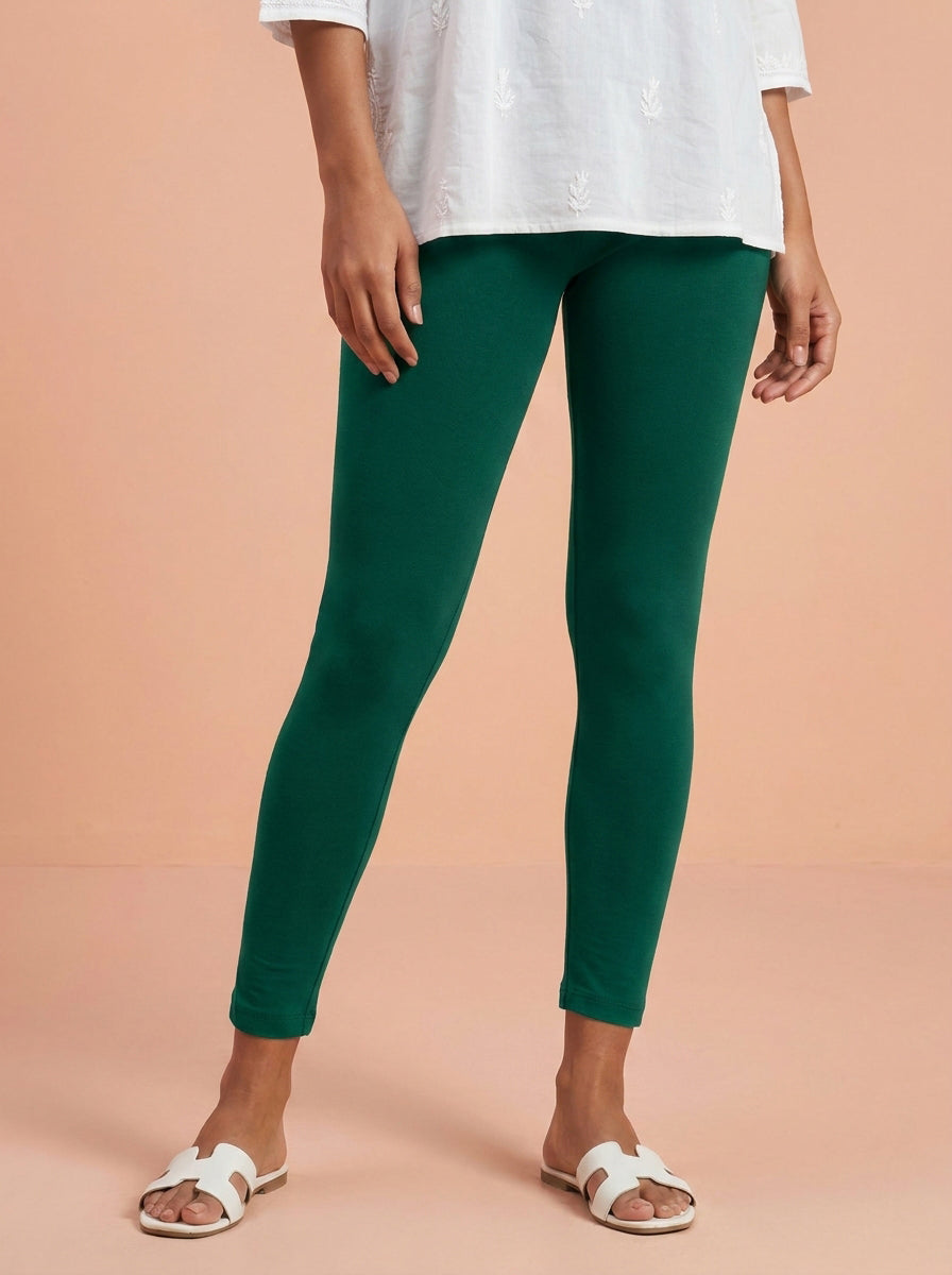 EMI - Ankle Length Livaeco™ Viscose Leggings - Bottle Green