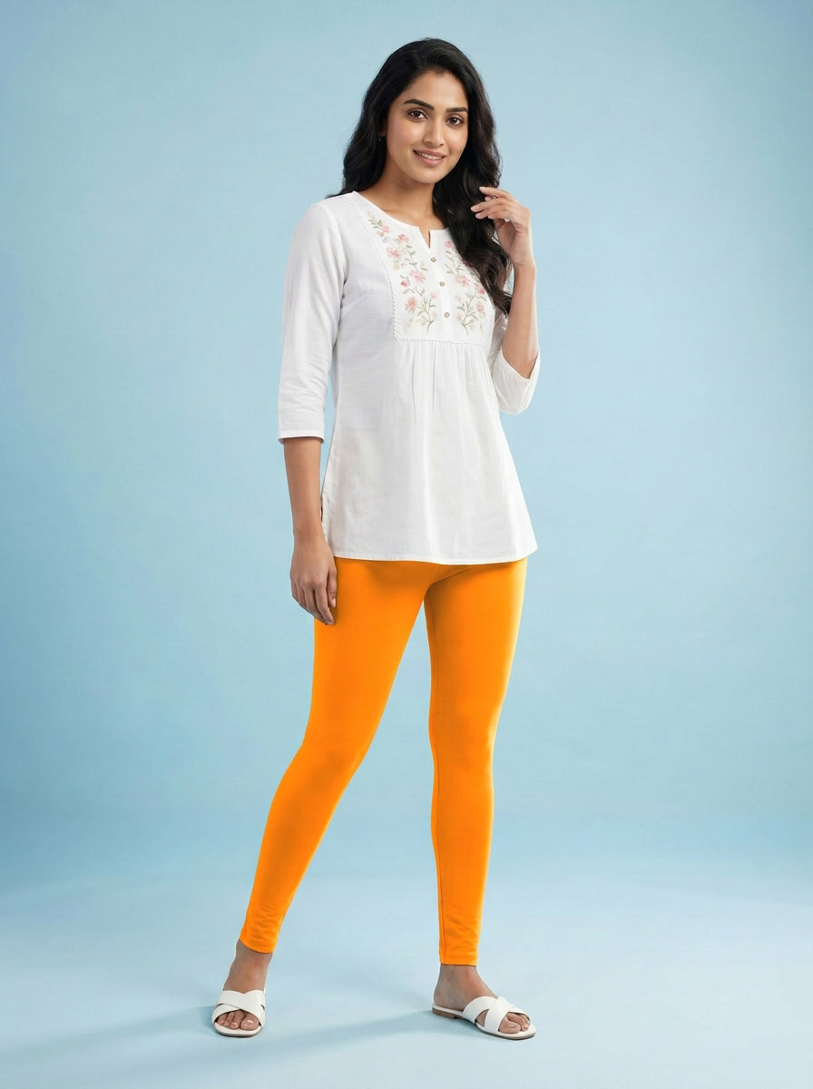 EMI - Ankle Length Livaeco™ Viscose Leggings - Bright Marigold