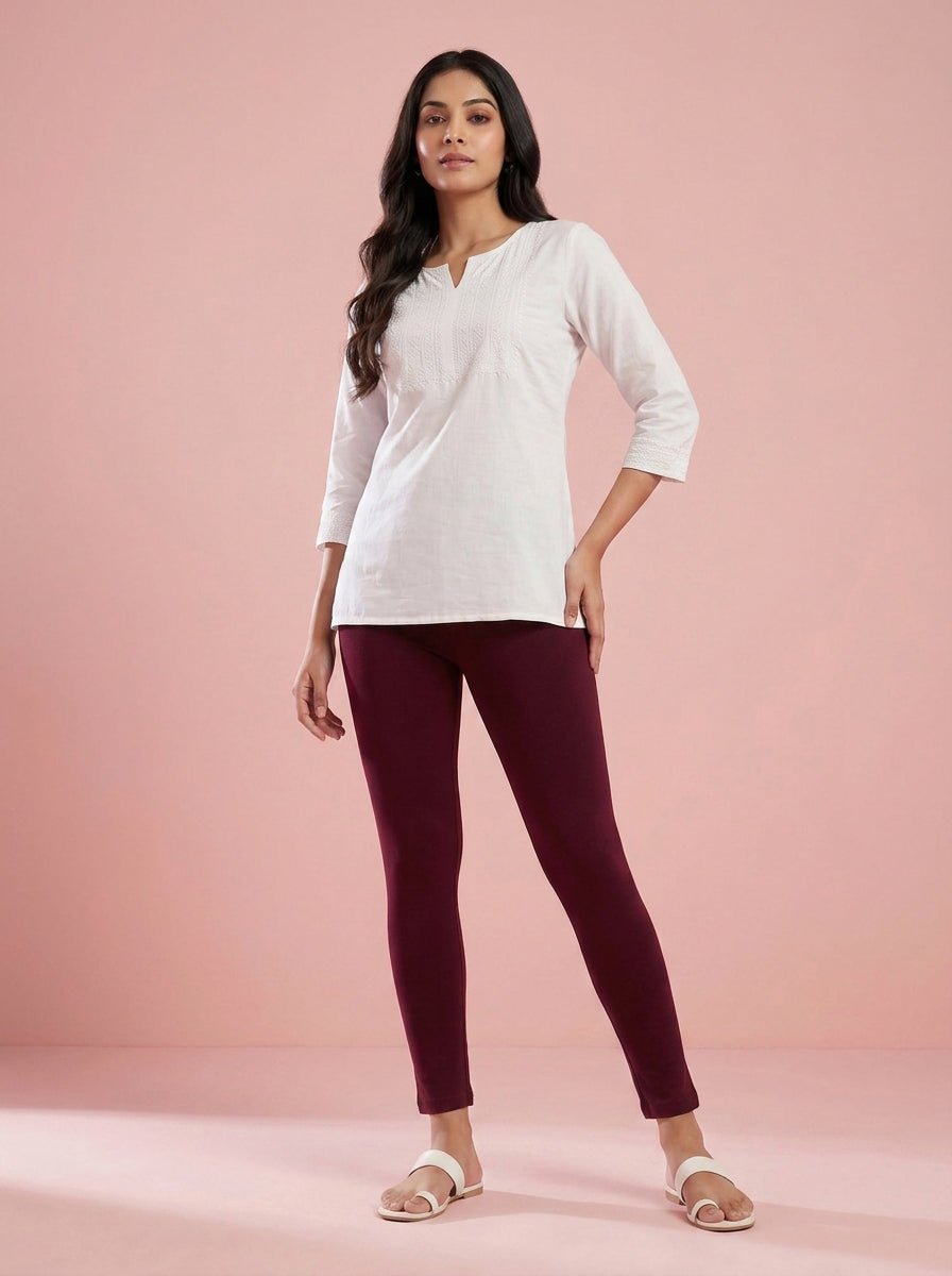 EMI - Ankle Length Livaeco™ Viscose Leggings - French Wine
