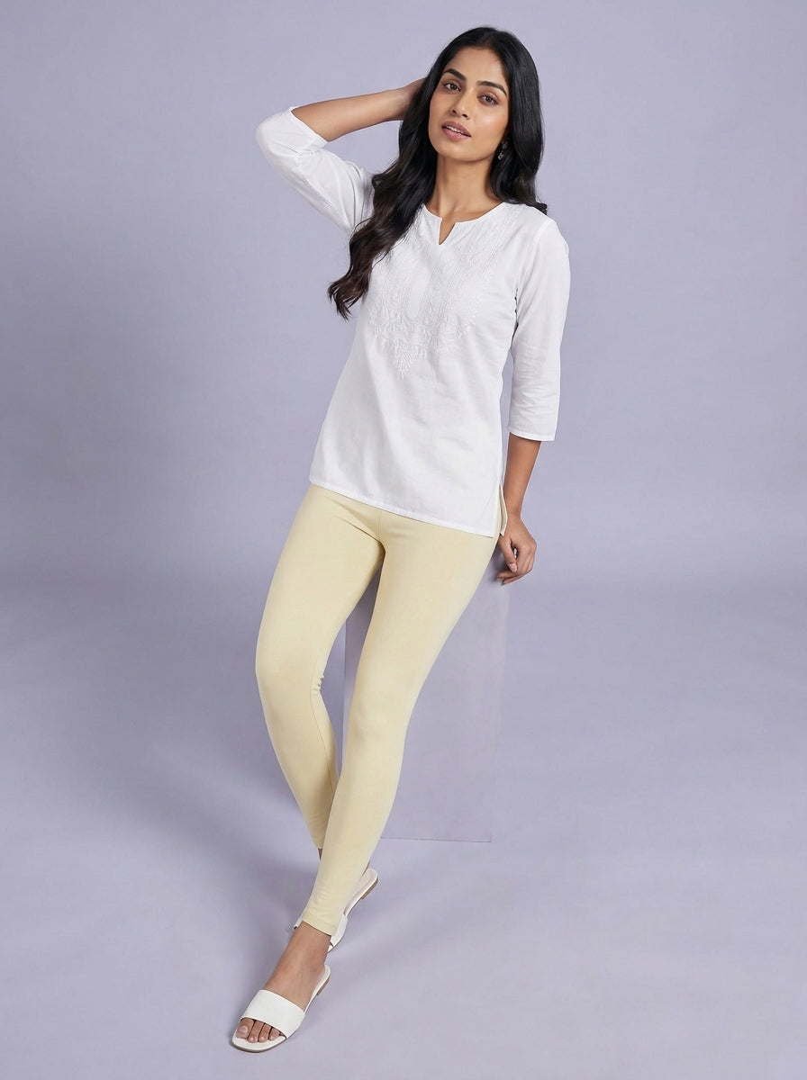 EMI - Ankle Length Livaeco™ Viscose Leggings - Half White
