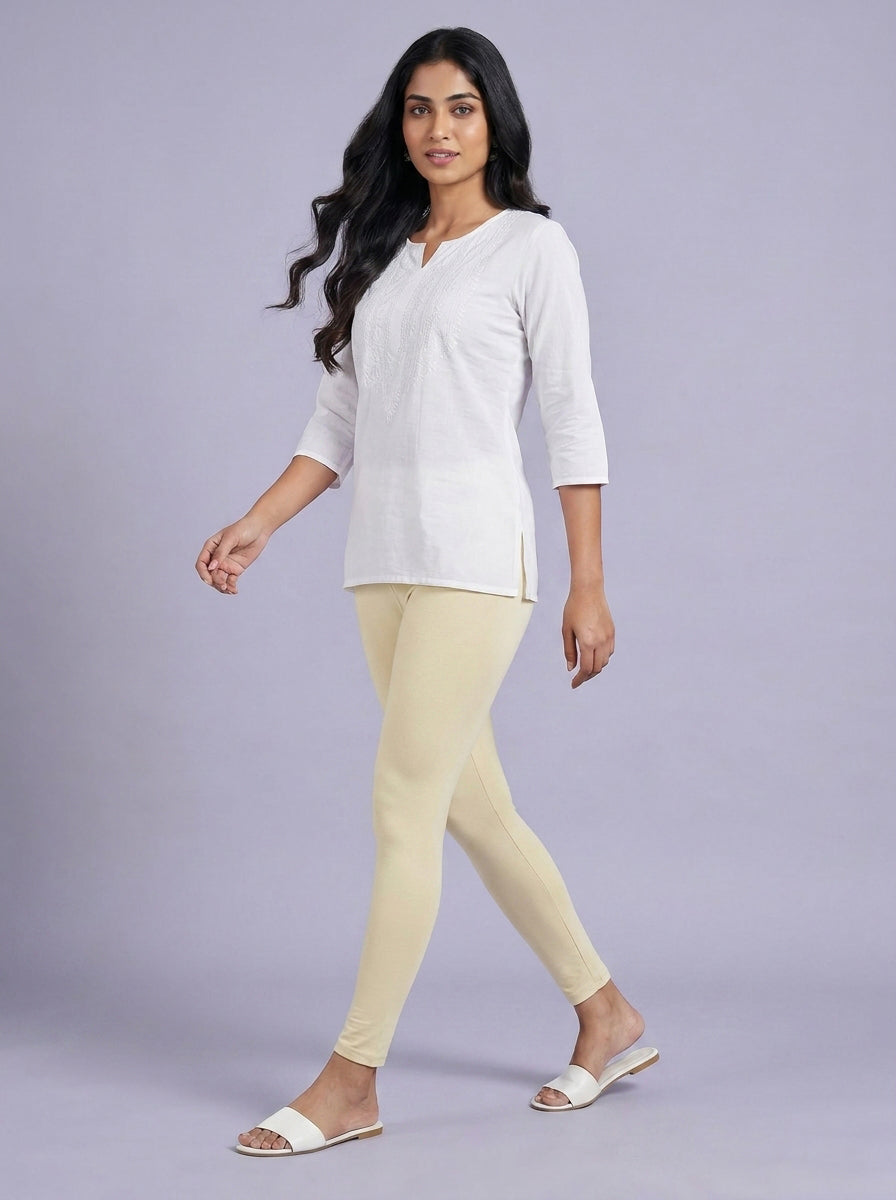 EMI - Ankle Length Livaeco™ Viscose Leggings - Half White