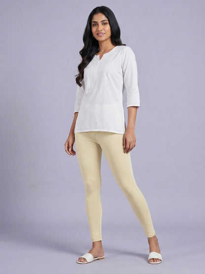 EMI - Ankle Length Livaeco™ Viscose Leggings - Half White