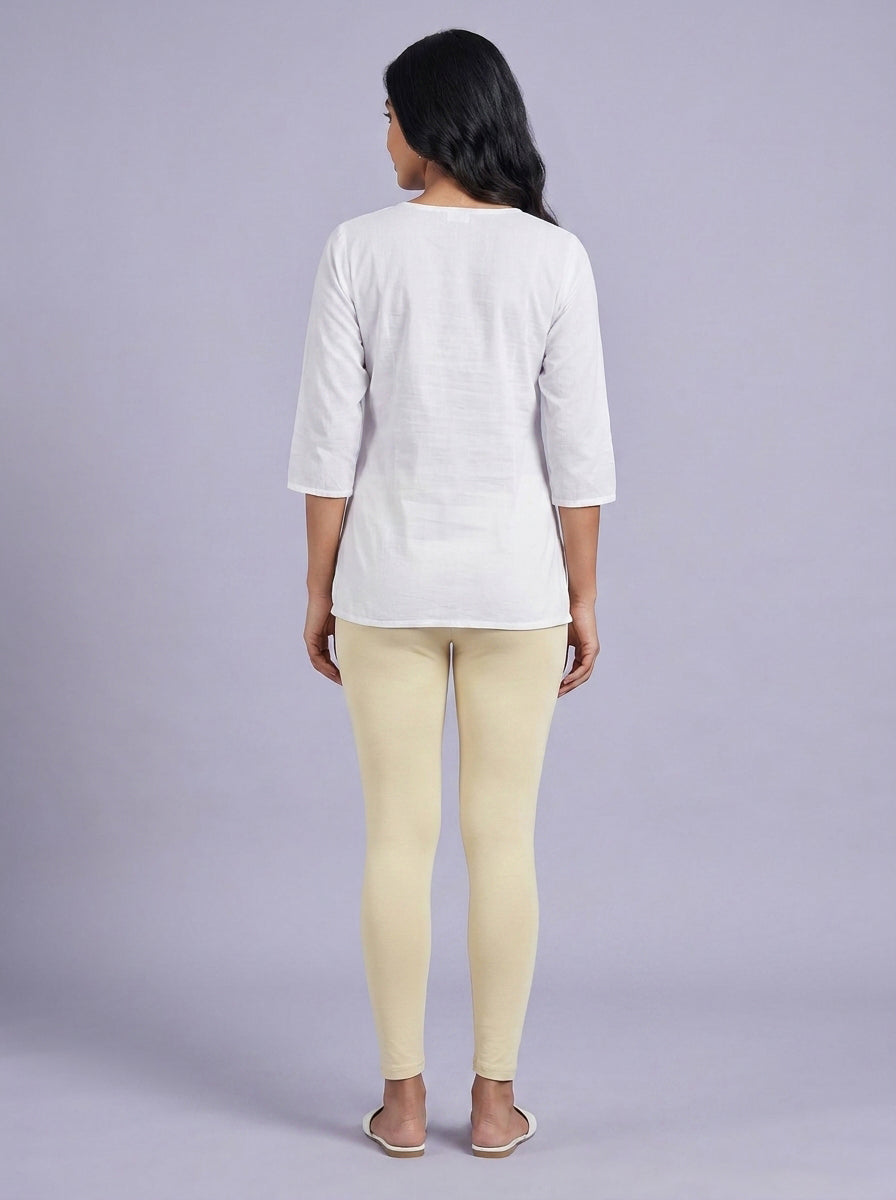 EMI - Ankle Length Livaeco™ Viscose Leggings - Half White