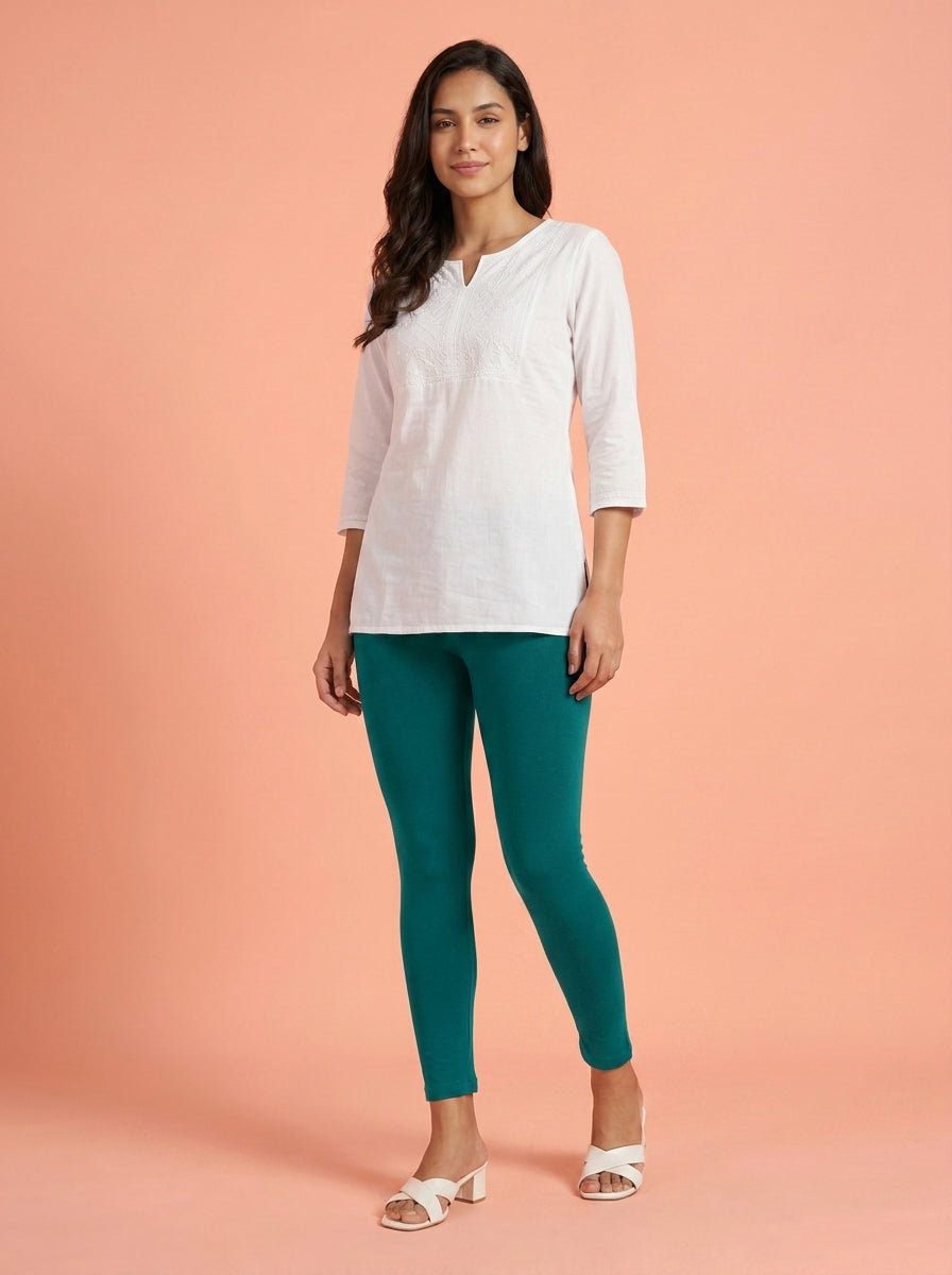 EMI - Ankle Length Livaeco™ Viscose Leggings - Peacock Green
