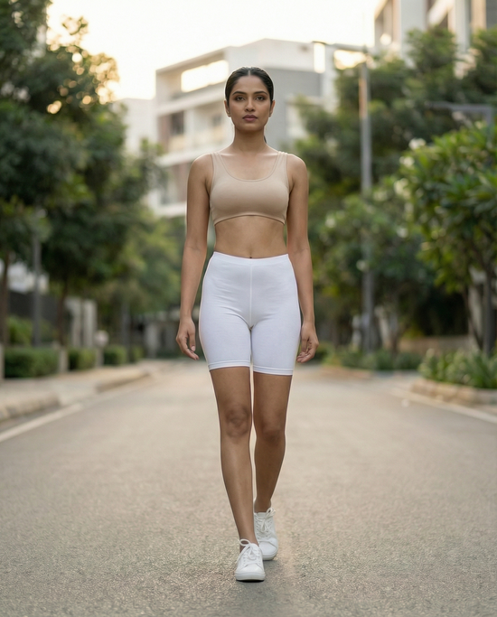 EMI -  High-Rise Livaeco™ Viscose Comfort Shorts – White