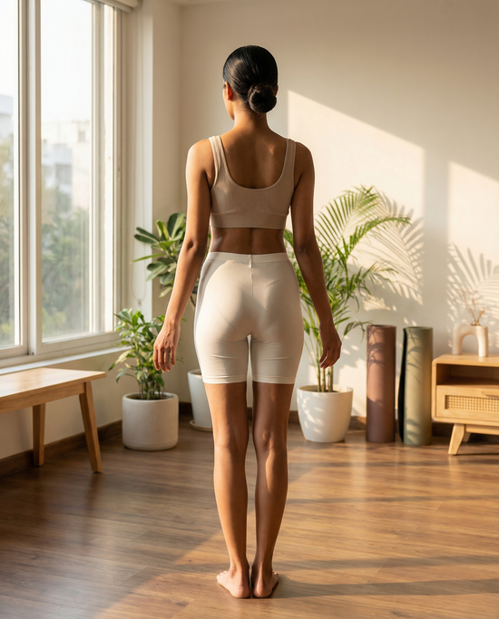 EMI -  High-Rise Livaeco™ Viscose Comfort Shorts – Half white