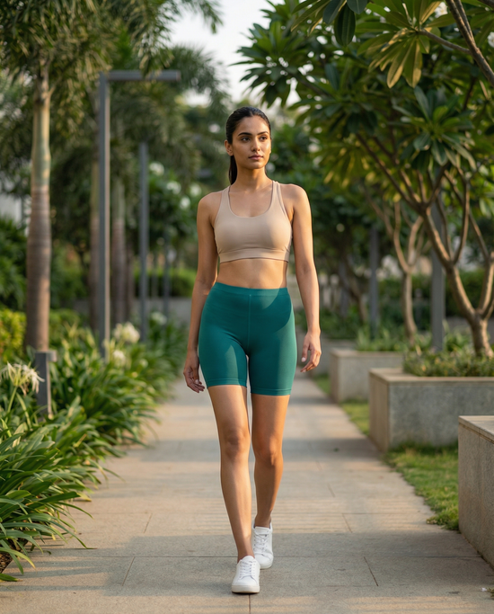 EMI -  High-Rise Livaeco™ Viscose Comfort Shorts – Deep Peacock