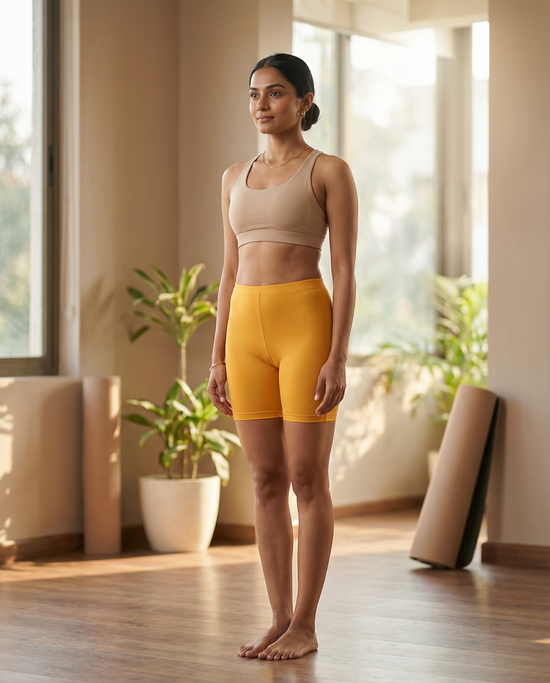 EMI -  High-Rise Livaeco™ Viscose Comfort Shorts – Bright Mari Gold