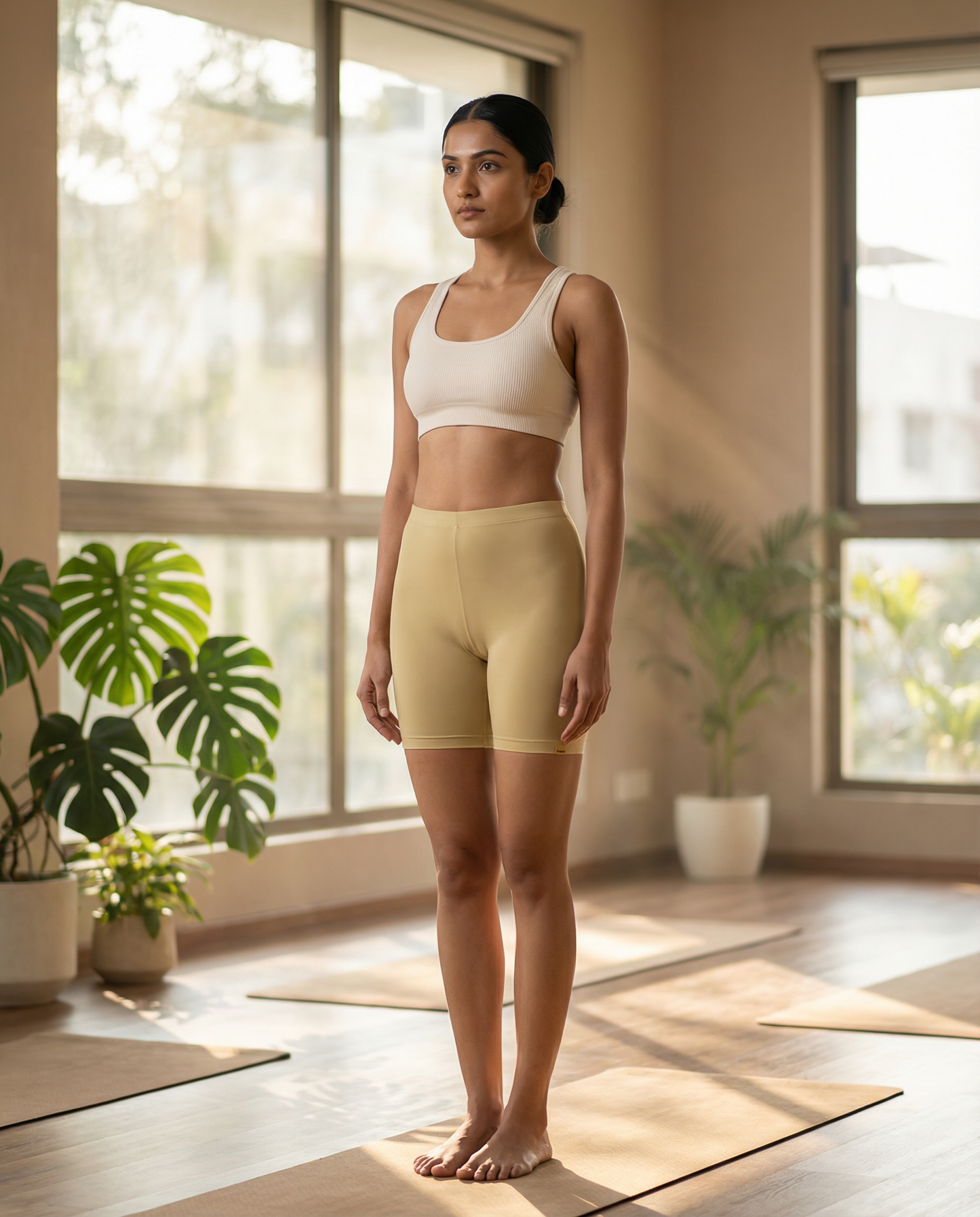 EMI -  High-Rise Livaeco™ Viscose Comfort Shorts – Beige
